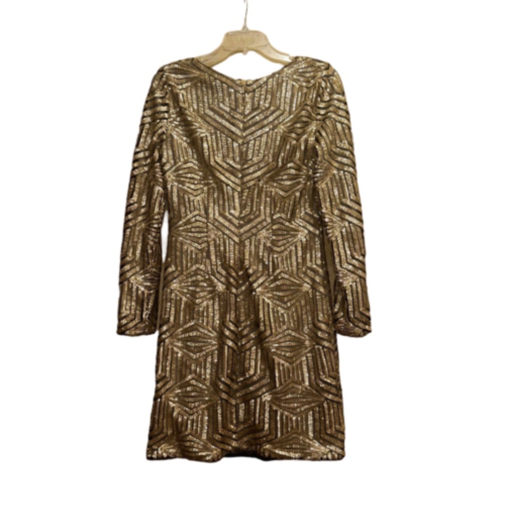 AQUA BRAND GOLD SEQUIN GATSBY LONG SLEEVE MINI DRESS 8/10 - Picture 4 of 8